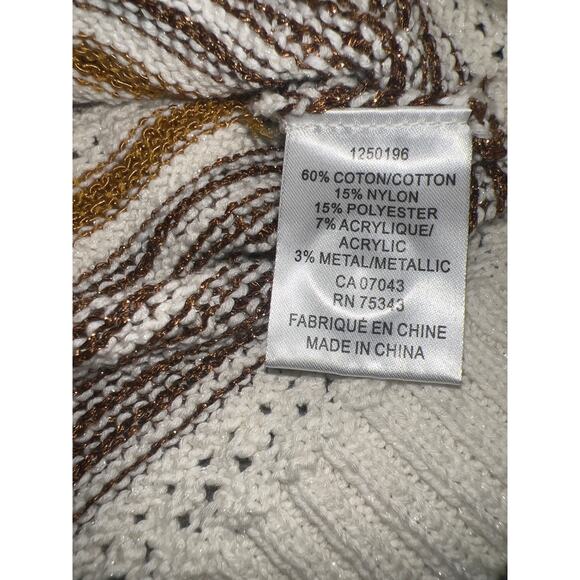 HOUSE OF HARLOW 1960 Crochet Knit striped puff sleeve Crop sweater Cardigan LRG - Picture 5 of 10